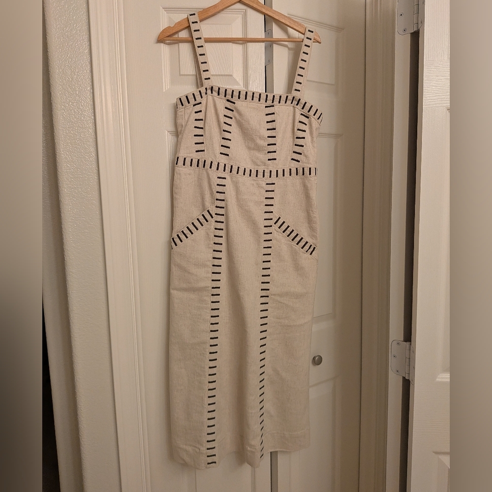 Seventy Beige and Black Striped Dress